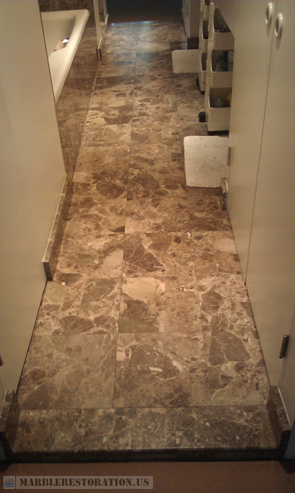 Shabby Dark Emperador Marble Worn Out and Dull Bathroom Tiles