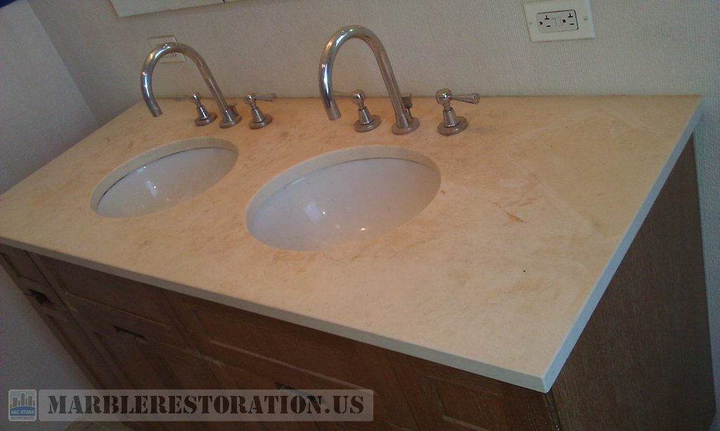 Double Sink Limestone Vanity Recovery