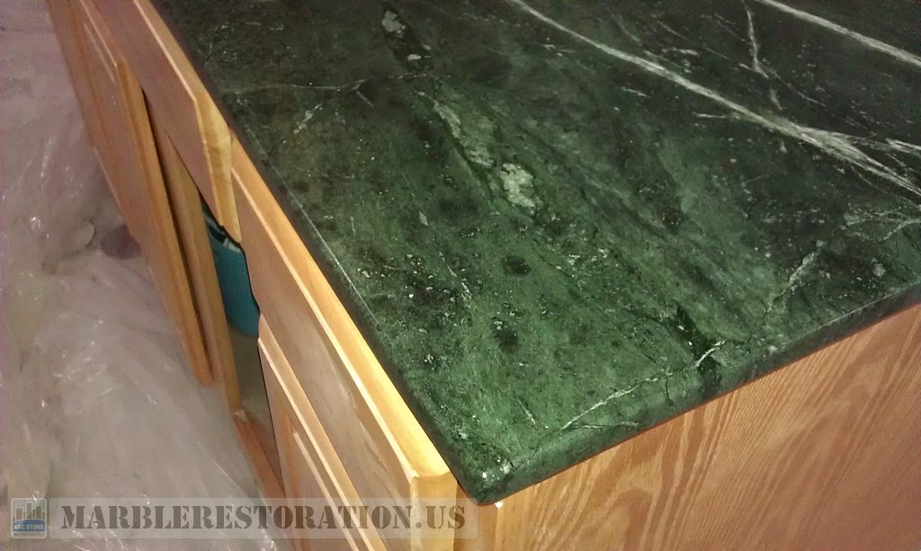 Edging on Serpentine Green Marble Counter