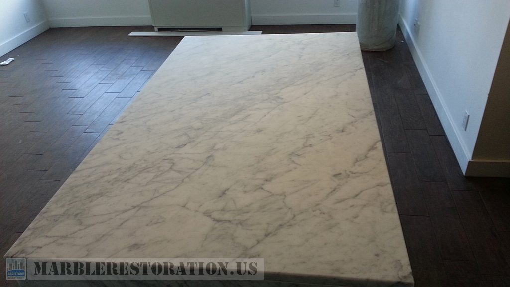 Honed Or Matte Finish on White Carrara Island