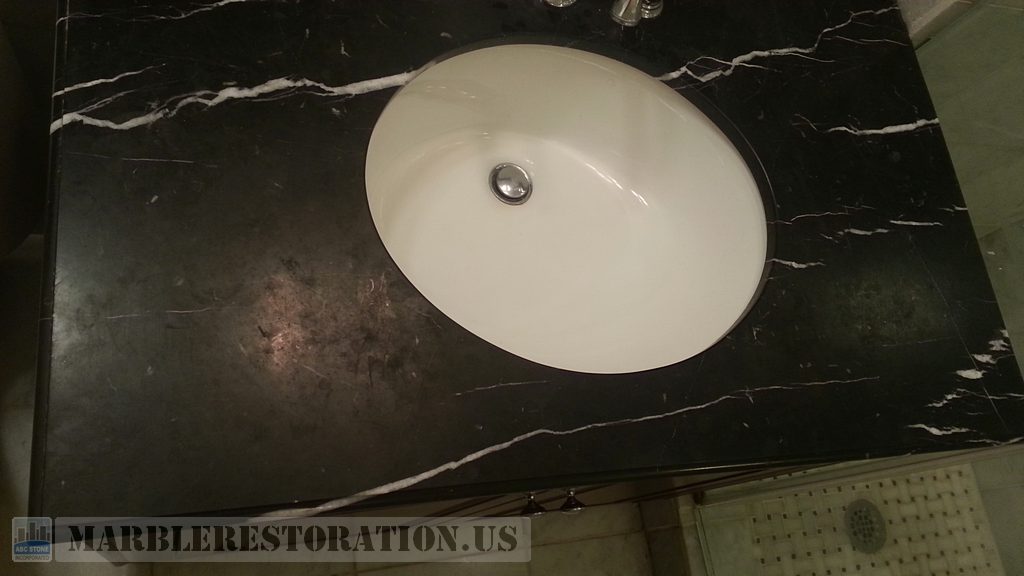Fogging On Single Sink Black Vanity Resurfacing