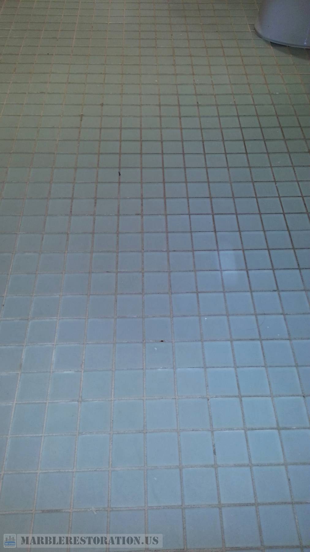 Glass Mosaic Bathroom Floor Grout Cleaning