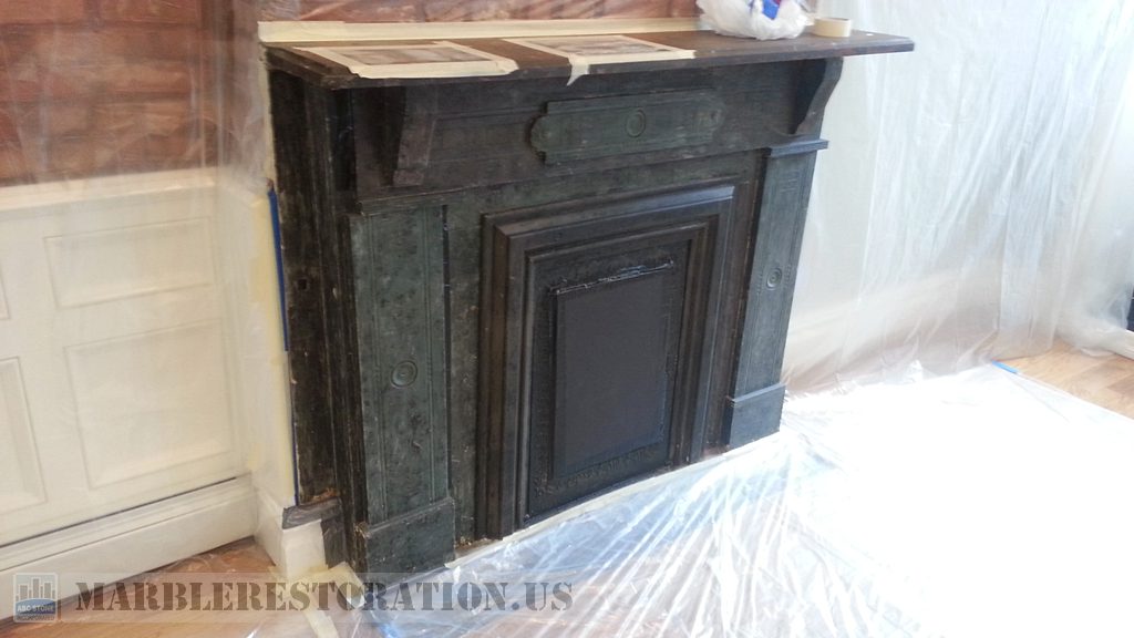 Gray Slate Victorian Fireplace Before