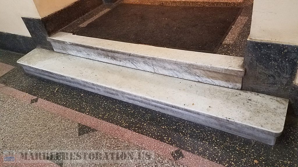 Lobby Marble Steps Before Resurfacing