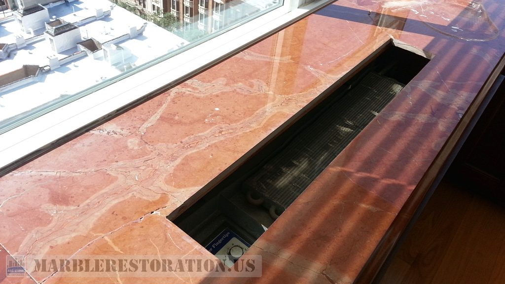 Red Marble Window Sill Cracks