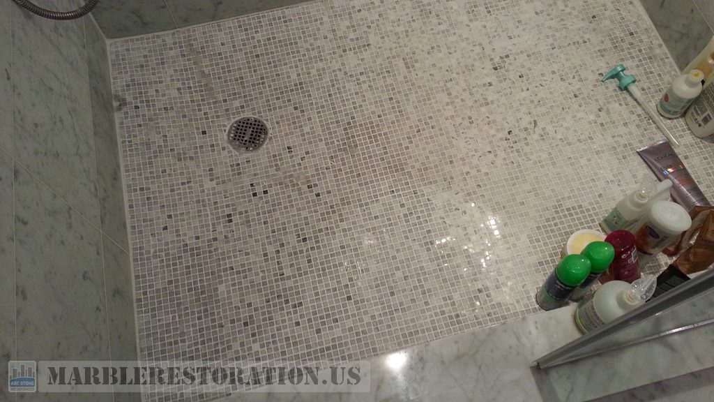 Mosaic Shower Floor After Cleanup