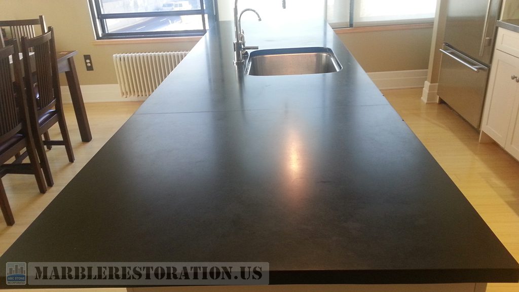 Opaque Black Absolute Granite Before Seam Repair