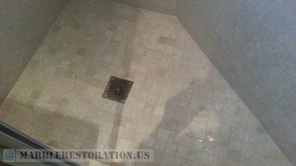 Perimeter Shower Floor Re Grouted Bone Color