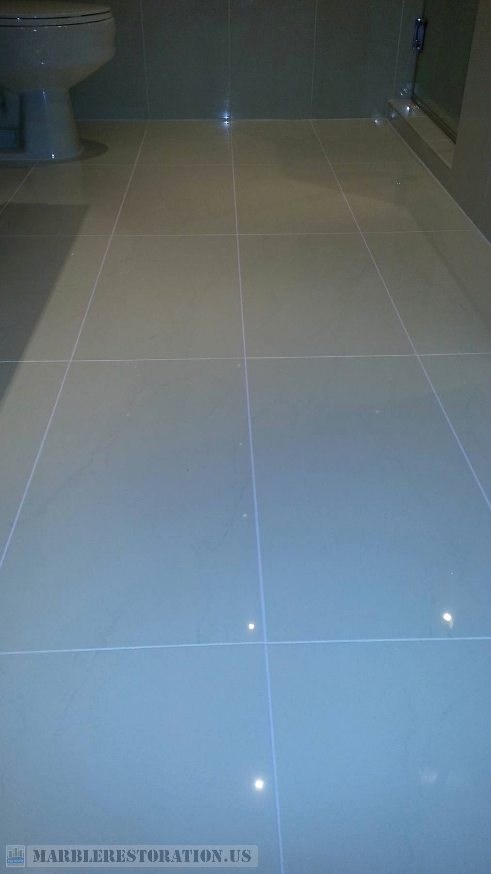 Porcelain Bathroom Floor After Regrouting