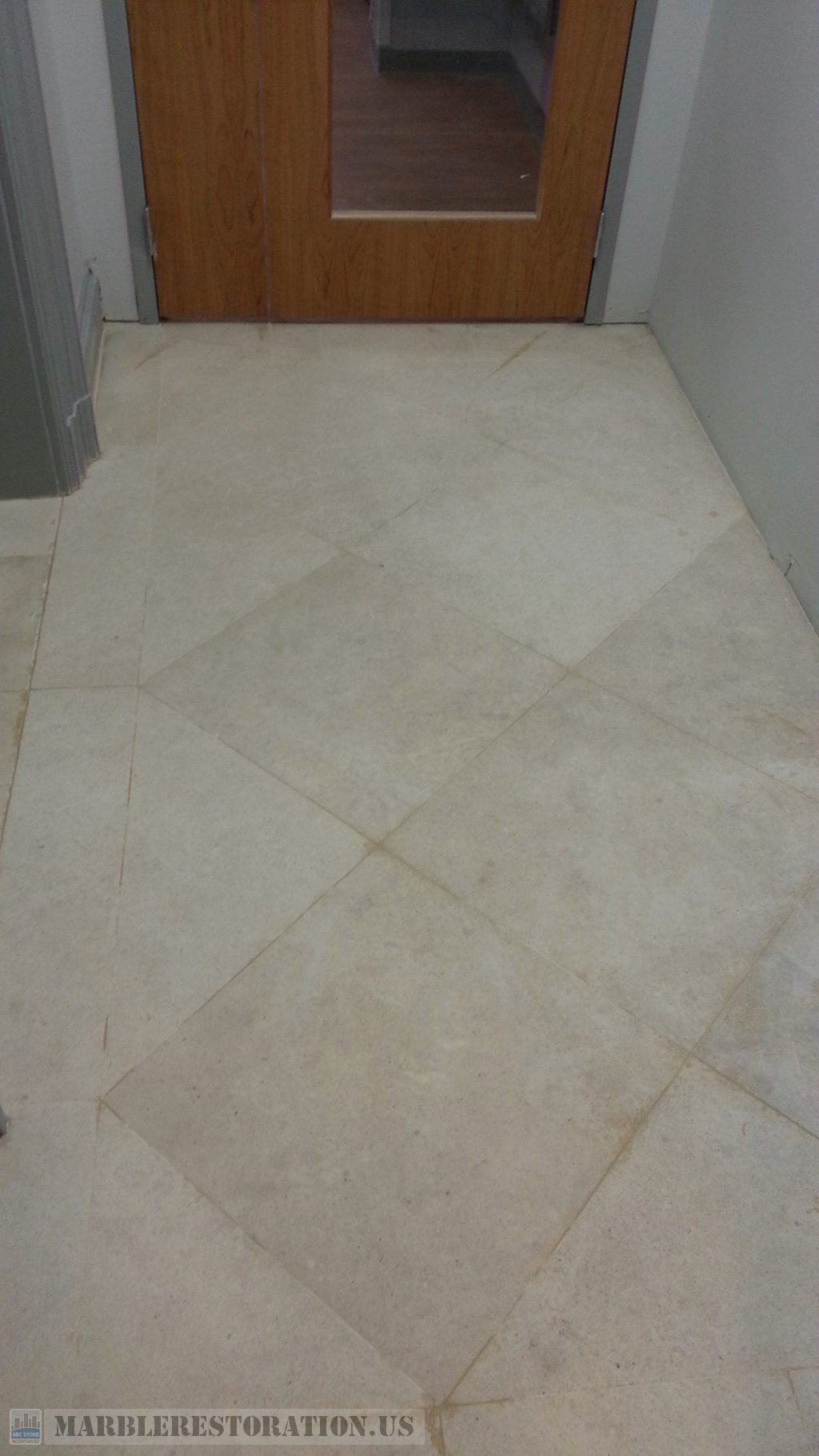 Sanded Regrouted Limestone Floor