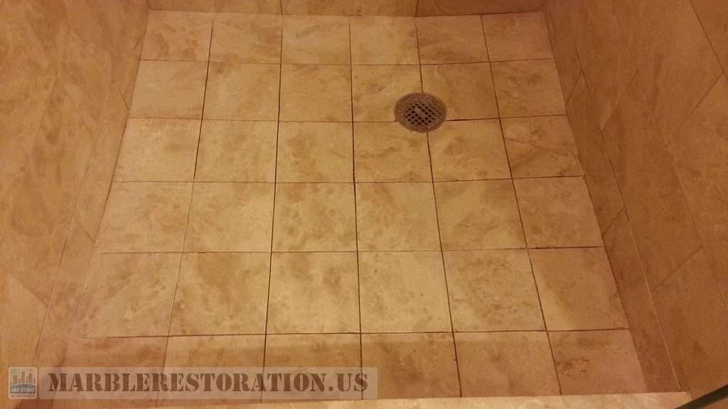Shower Stall Floor Old Grout Removed