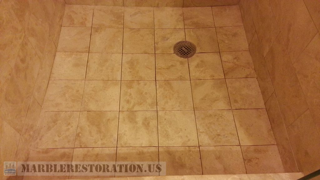 Shower Stall Floor Old Grout Removed