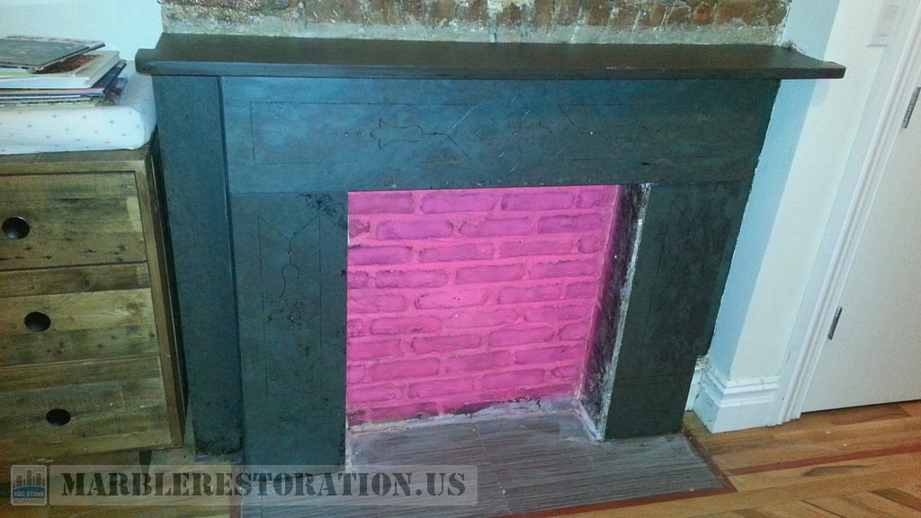 Slatestone Lacquer Stripped Cleaned Fireplace