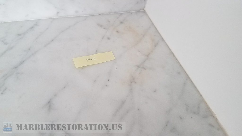 Unknown Stain Removal from White Marble Countertop