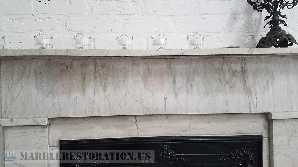 White Mantelpiece Oily Stain/Blots