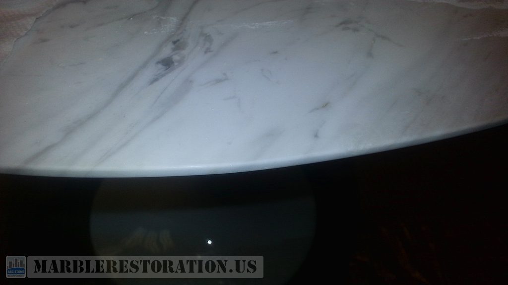 White Marble Chip On Edge Color Matched