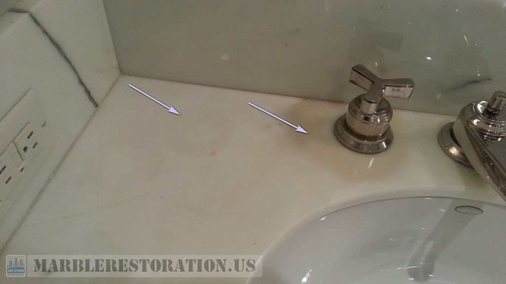White Vanity Undesired Stains Removal