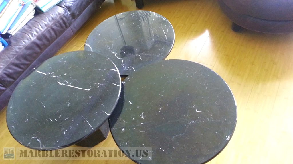 Whitish Spots Rings Removed from Black Marble