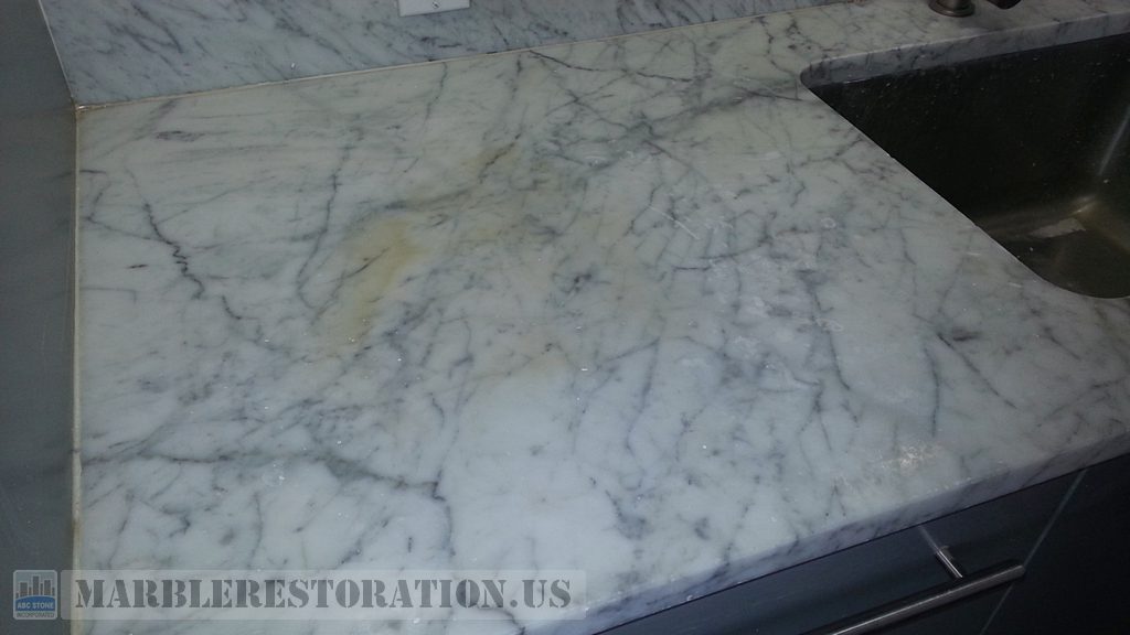 Yellowing and Stains Removal from White Countertop